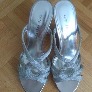 Silver wedge sandals